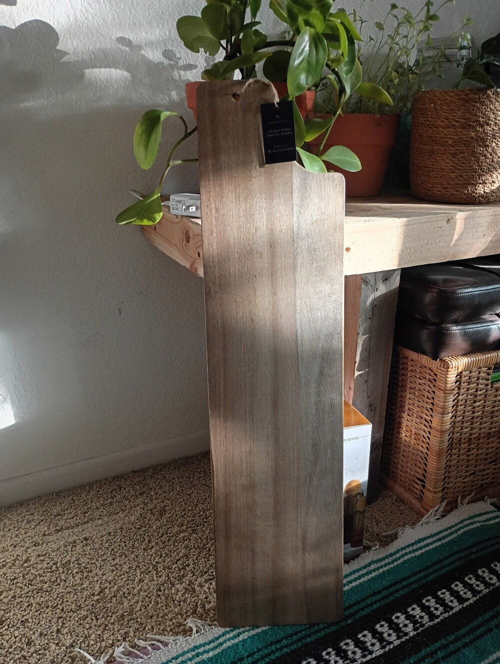 28" Acacia Wood Serving Charcuterie Cutting Board with Hanging Hole